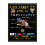 USS America (CVA-66) 1968 Framed Cruise Poster – black, 18x24