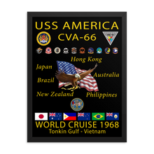 Load image into Gallery viewer, USS America (CVA-66) 1968 Framed Cruise Poster