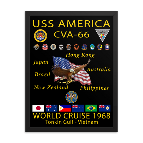 USS America (CVA-66) 1968 Framed Cruise Poster