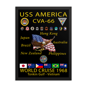 USS America (CVA-66) 1968 Framed Cruise Poster