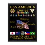 USS America (CVA-66) 1970 Framed Cruise Poster – black, 18x24