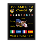 USS America (CVA-66) 1971 Framed Cruise Poster – black, 18x24