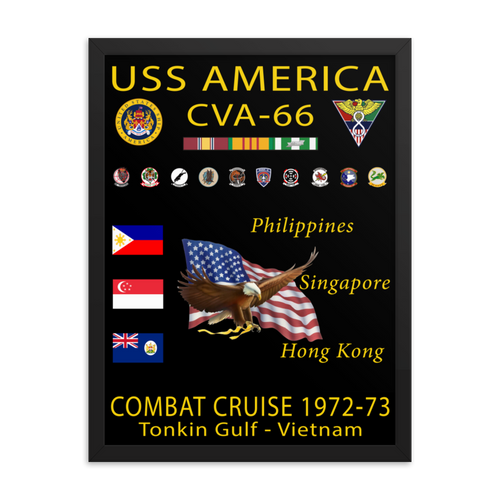 USS America (CVA-66) 1972-73 Framed Cruise Poster