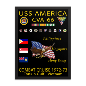 USS America (CVA-66) 1972-73 Framed Cruise Poster