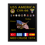 USS America (CVA-66) 1974 Framed Cruise Poster – black, 18x24