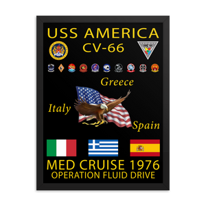 USS America (CV-66) 1976 Framed Cruise Poster – black, 18x24
