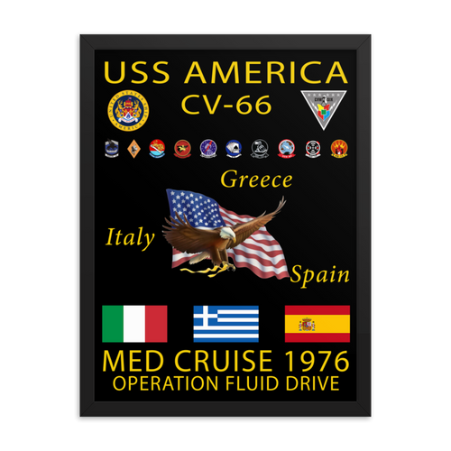 USS America (CV-66) 1976 Framed Cruise Poster