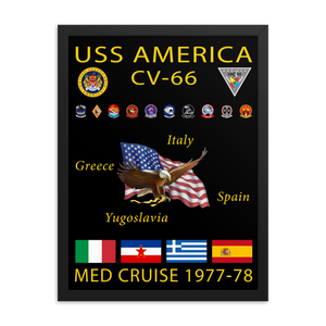 USS America (CV-66) 1977-78 Framed Cruise Poster – black, 18x24