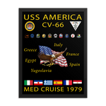USS America (CV-66) 1979 Framed Cruise Poster – black, 18x24