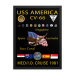 USS America (CV-66) 1981 Framed Cruise Poster – black, 18x24