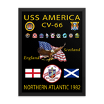 USS America (CV-66) 1982 Framed Cruise Poster – black, 18x24