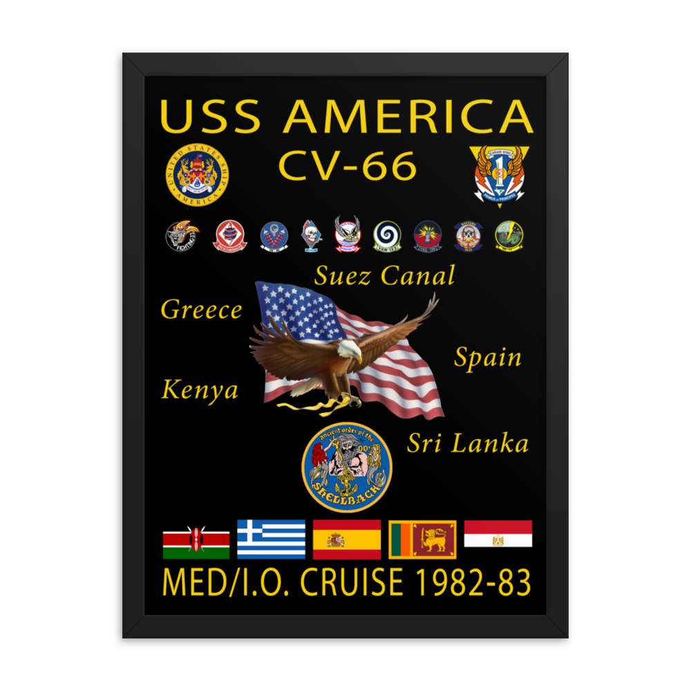 USS America (CV-66) 1982-83 Framed Cruise Poster