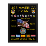 USS America (CV-66) 1982-83 Framed Cruise Poster – black, 18x24