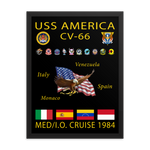 USS America (CV-66) 1984 Framed Cruise Poster – black, 18x24