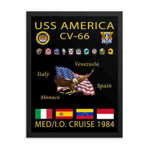 USS America (CV-66) 1984 Framed Cruise Poster
