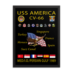 USS America (CV-66) 1989 Framed Cruise Poster – black, 18x24