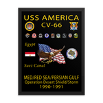 USS America (CV-66) 1990-91 Framed Cruise Poster – black, 18x24