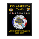 USS America (CV-66) 1990-91 Framed Cruise Poster - ver 2 – black, 18x24