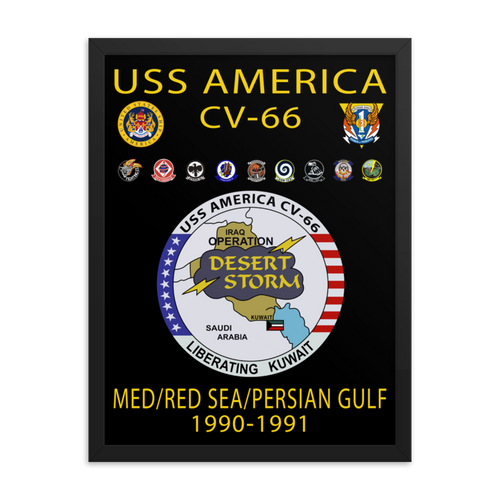 USS America (CV-66) 1990-91 Framed Cruise Poster - ver 2