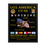 USS America (CV-66) 1993-94 Framed Cruise Poster – black, 18x24
