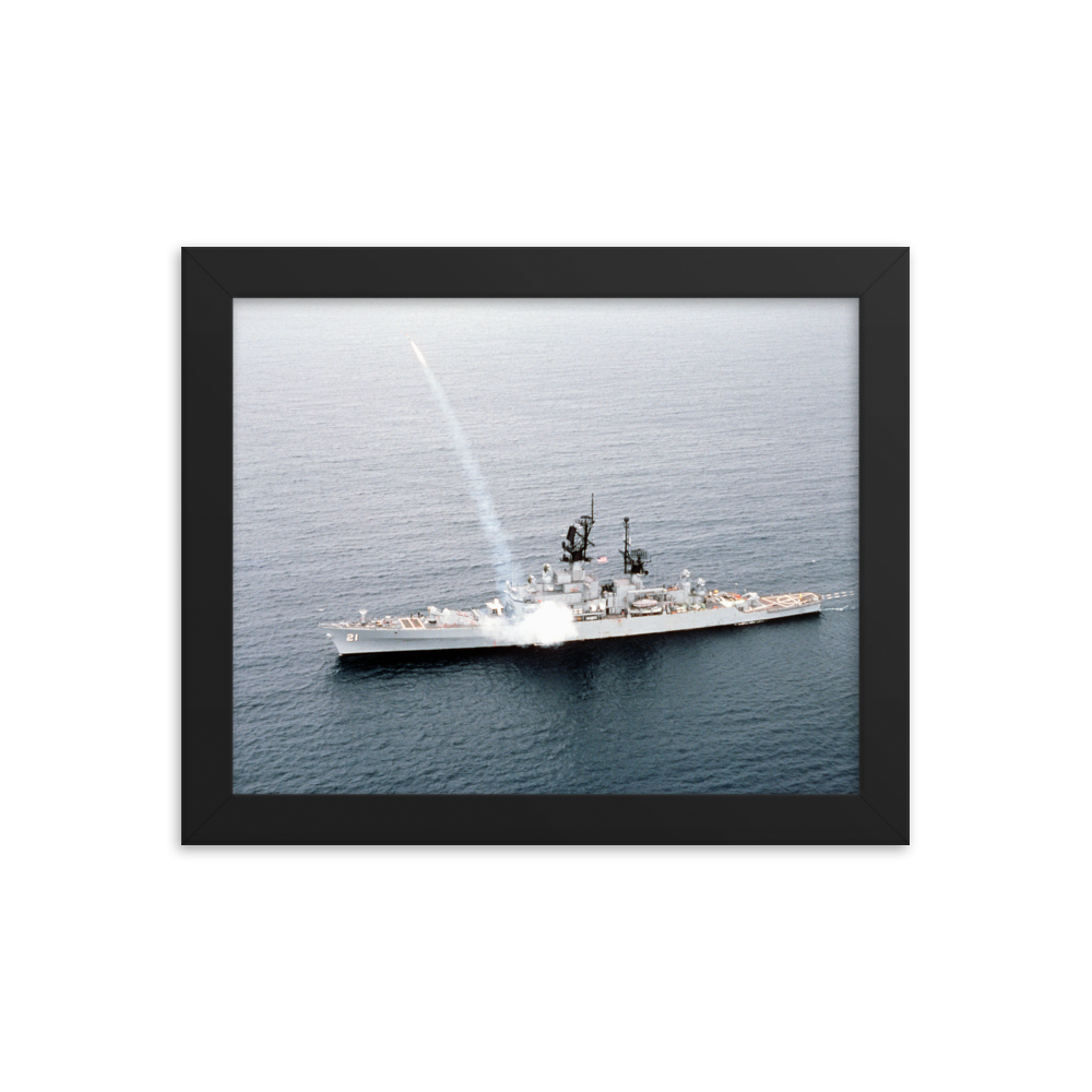 USS Gridley (CG-21) Framed Poster - Missile Launch – black, 8x10