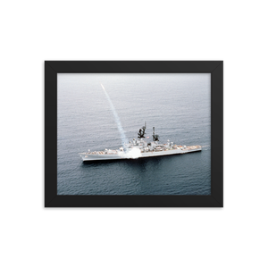 USS Gridley (CG-21) Framed Poster - Missile Launch – black, 8x10