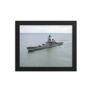 USS Missouri (BB-63) Framed Poster - Port Bow Shot – black, 8x10