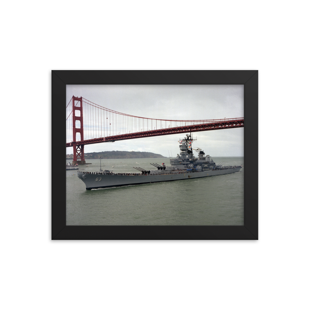 USS Missouri (BB-63) Framed Poster - Golden Gate – black, 8x10
