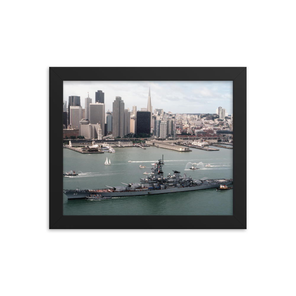 USS Missouri (BB-63) Framed Poster - San Francisco Skyline (2)