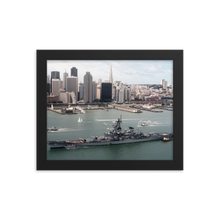Load image into Gallery viewer, USS Missouri (BB-63) Framed Poster - San Francisco Skyline (2)