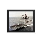 USS Philippine Sea (CG-58) Framed Poster - Port Bow Shot – black, 8x10