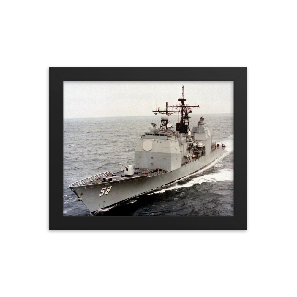 USS Philippine Sea (CG-58) Framed Poster - Port Bow Shot – black, 8x10