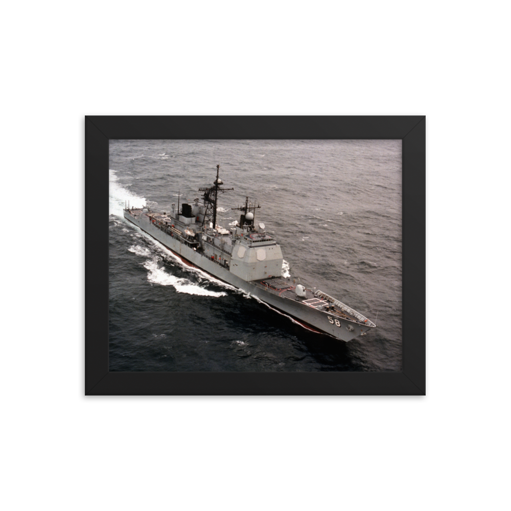USS Philippine Sea (CG-58) Framed Poster - Starboard Bow – black, 8x10