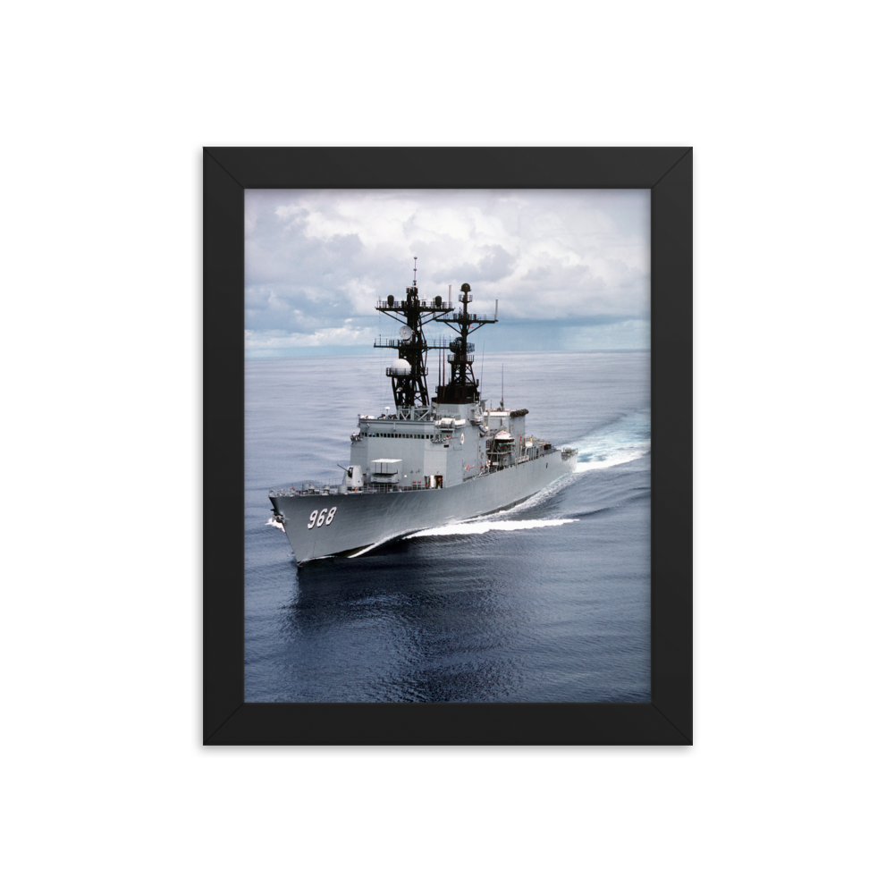 USS Arthur W. Radford (DD-968) Framed Poster - Port Bow Vertical – black, 8x10