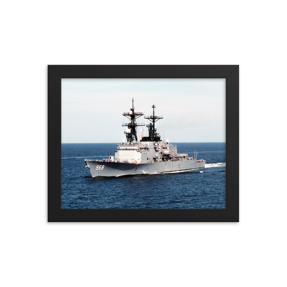 USS Arthur W. Radford (DD-968) Framed Poster - Port Bow – black, 8x10