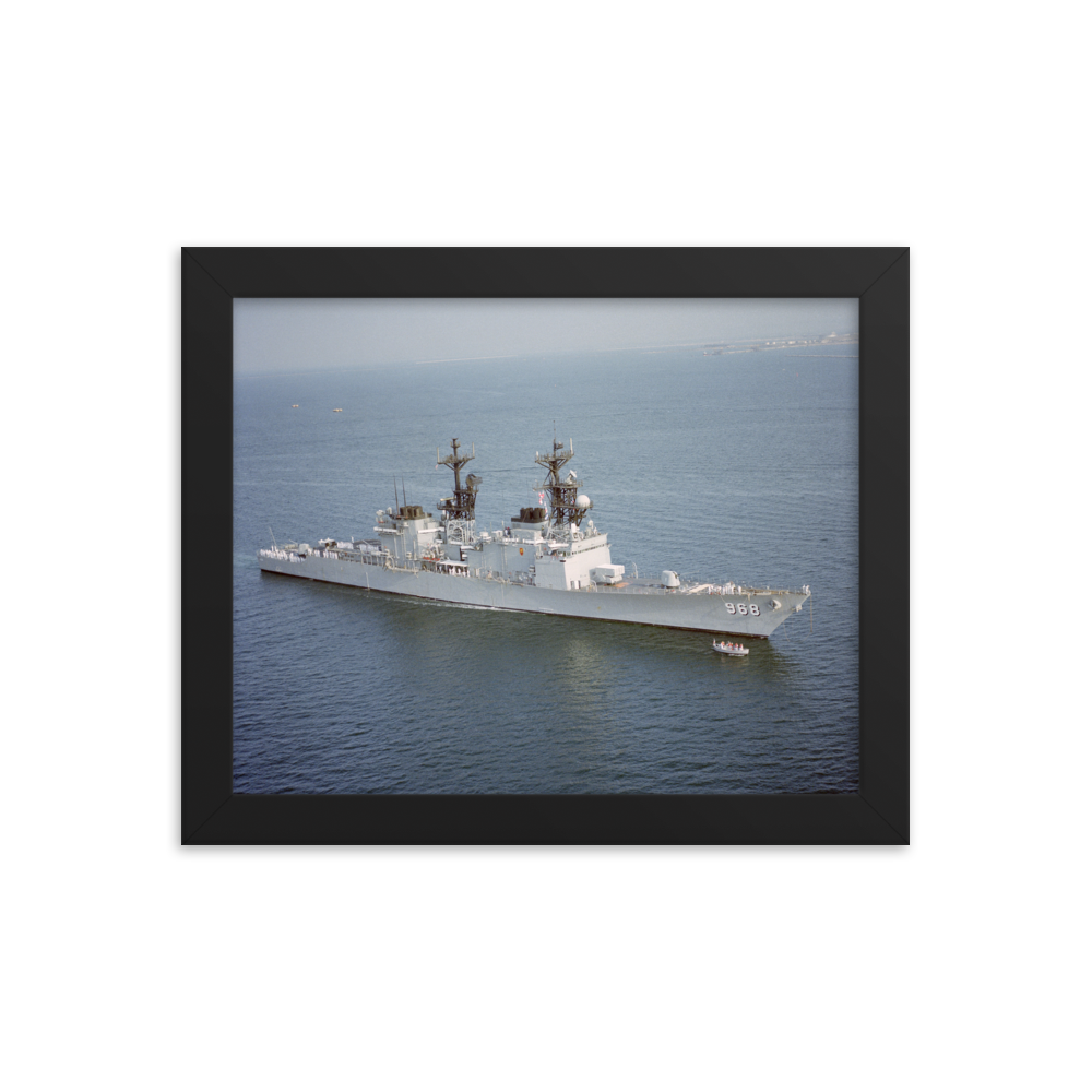 USS Arthur W. Radford (DD-968) Framed Poster - Starboard Bow – black, 8x10