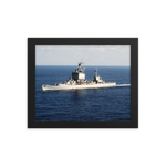 USS Long Beach (CGN-9) Framed Poster - Port Bow – black, 8x10