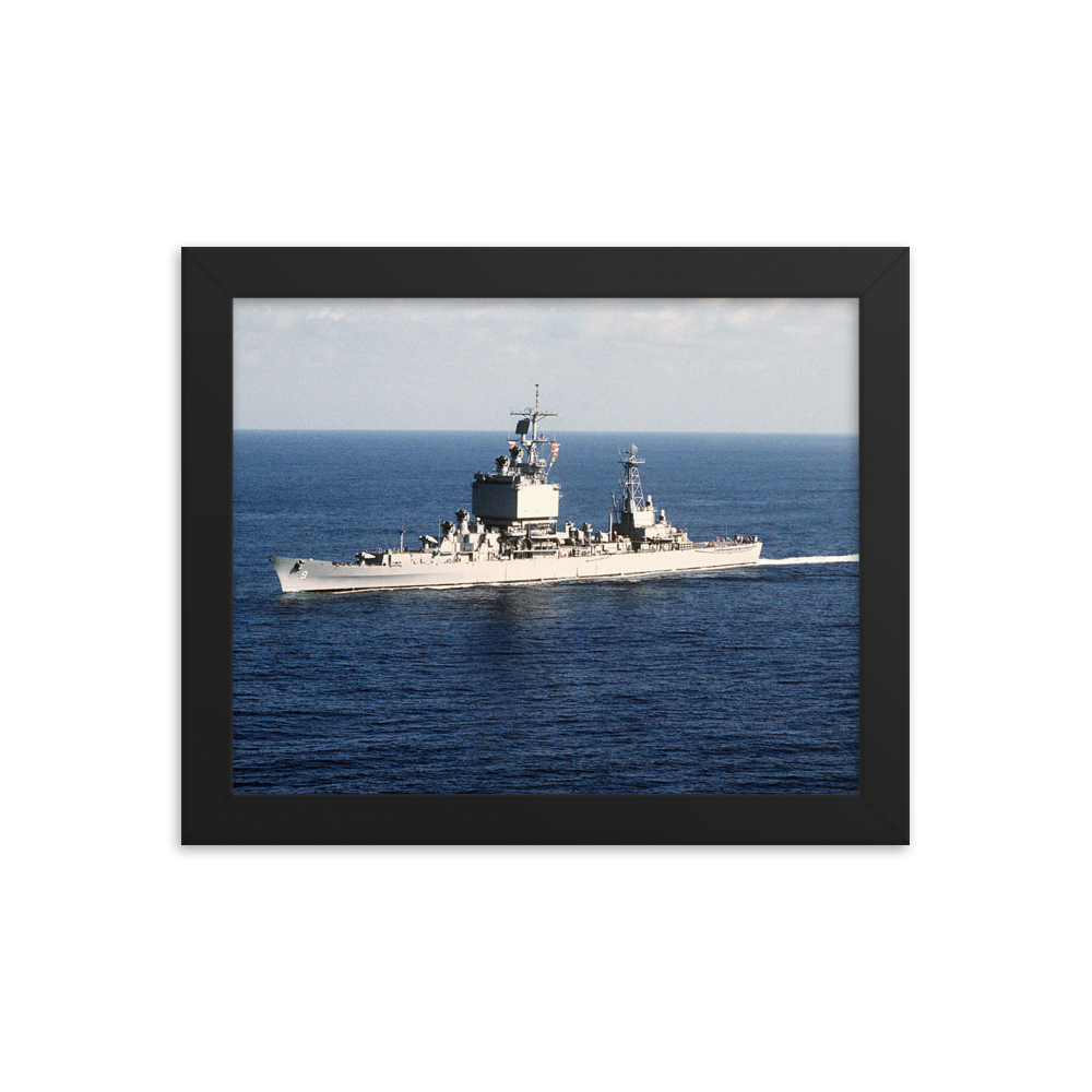 USS Long Beach (CGN-9) Framed Poster - Port Bow – black, 8x10