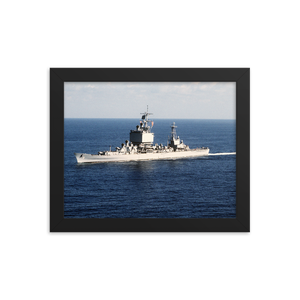 USS Long Beach (CGN-9) Framed Poster - Port Bow – black, 8x10