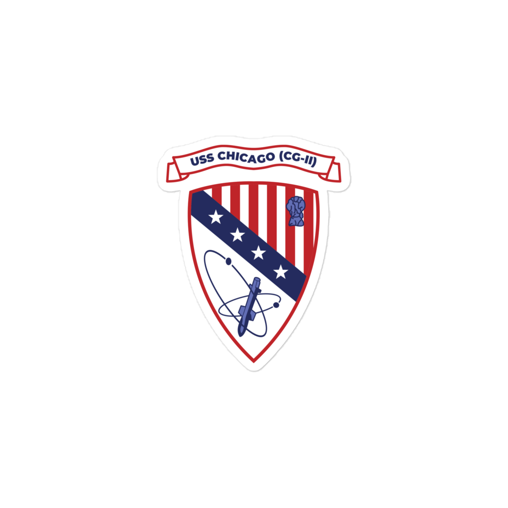 USS Chicago (CG-11) Ship's Crest Vinyl Sticker - Blue – 3x3