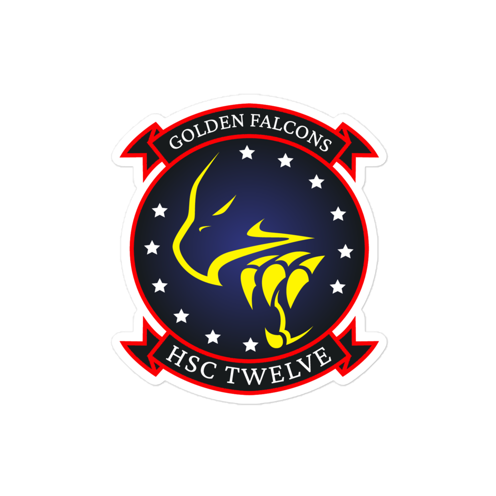HSC-12 Golden Falcons Squadron Crest Vinyl Sticker – 4x4