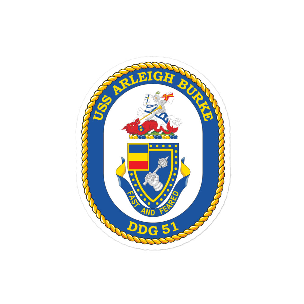 USS Arleigh Burke (DDG-51) Ship's Crest Vinyl Sticker
