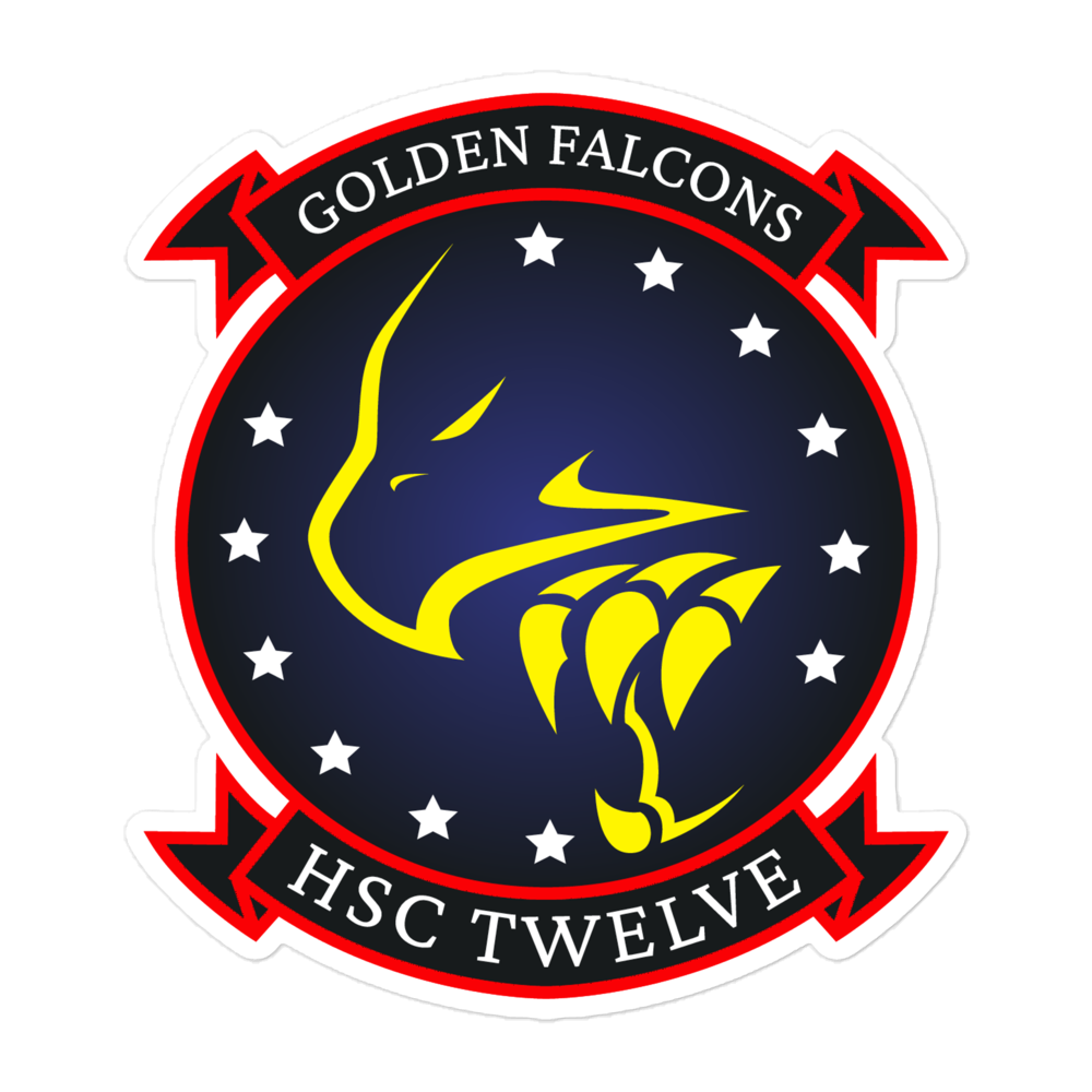 HSC-12 Golden Falcons Squadron Crest Vinyl Sticker – 5.5x5.5