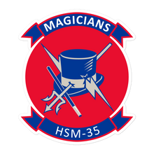 Load image into Gallery viewer, HSM-35 Magicians Squadron Crest Vinyl Sticker