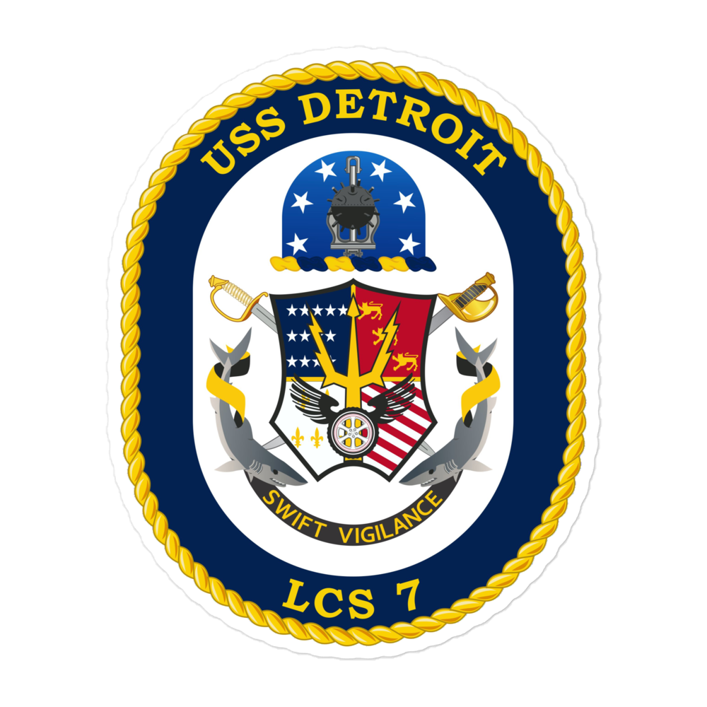 USS Detroit (LCS-7) Ship's Crest Vinyl Decal