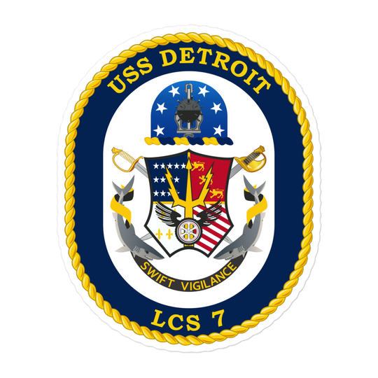 USS Detroit (LCS-7) Ship's Crest Vinyl Decal