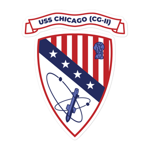 USS Chicago (CG-11) Ship's Crest Vinyl Sticker - Blue – 5.5x5.5