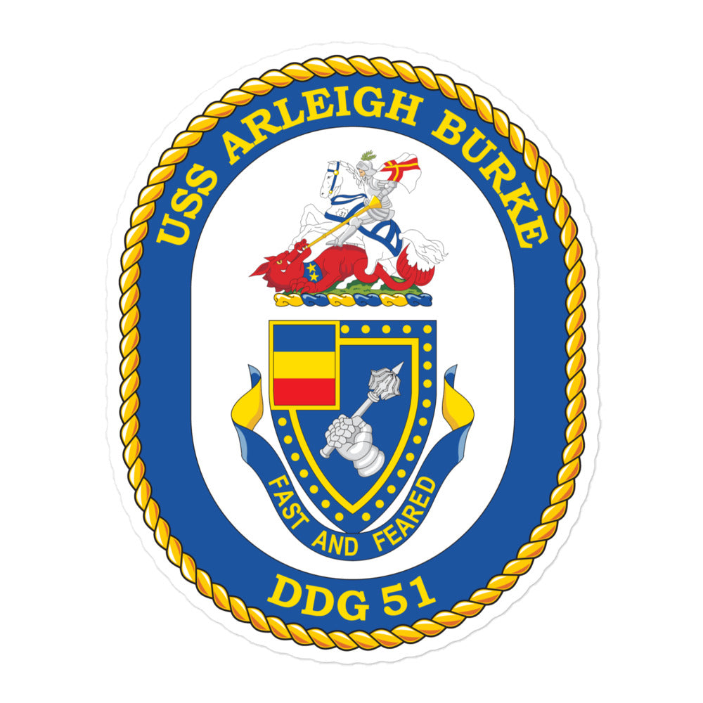 USS Arleigh Burke (DDG-51) Ship's Crest Vinyl Sticker