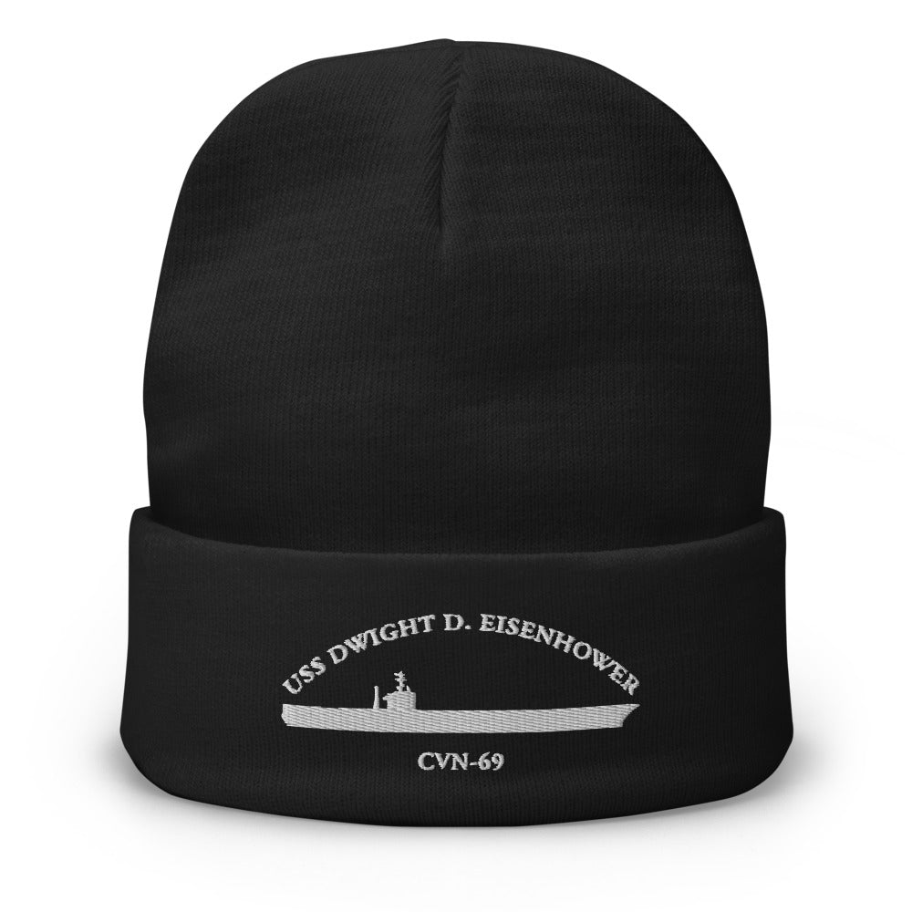 USS Dwight D. Eisenhower (CVN-69) Embroidered Beanie – black