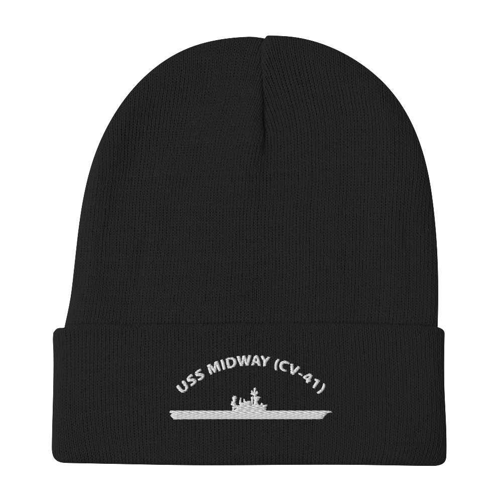 USS Midway (CV-41) Embroidered Beanie – black